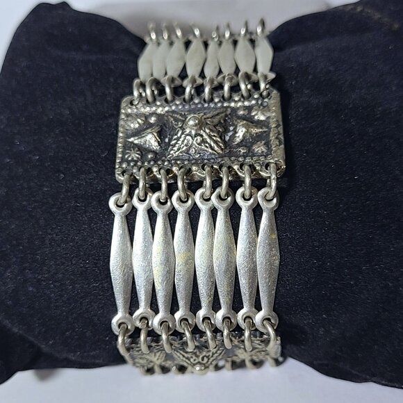 Vintage Boho-style Mexican Silver Bracelet - Picture 1 of 8